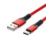 VT-5352 1M TYPE-C USB BRAIDED CABLE-RED(GOLD SERIES)
