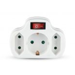VT-1063 ADAPTER WITH 2 SOCKET 2.5A 1 SOCKET 16A WITH &EARTHING -WHITE
